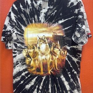 Wolf Pack Tie-Dye T-Shirt - Black and White